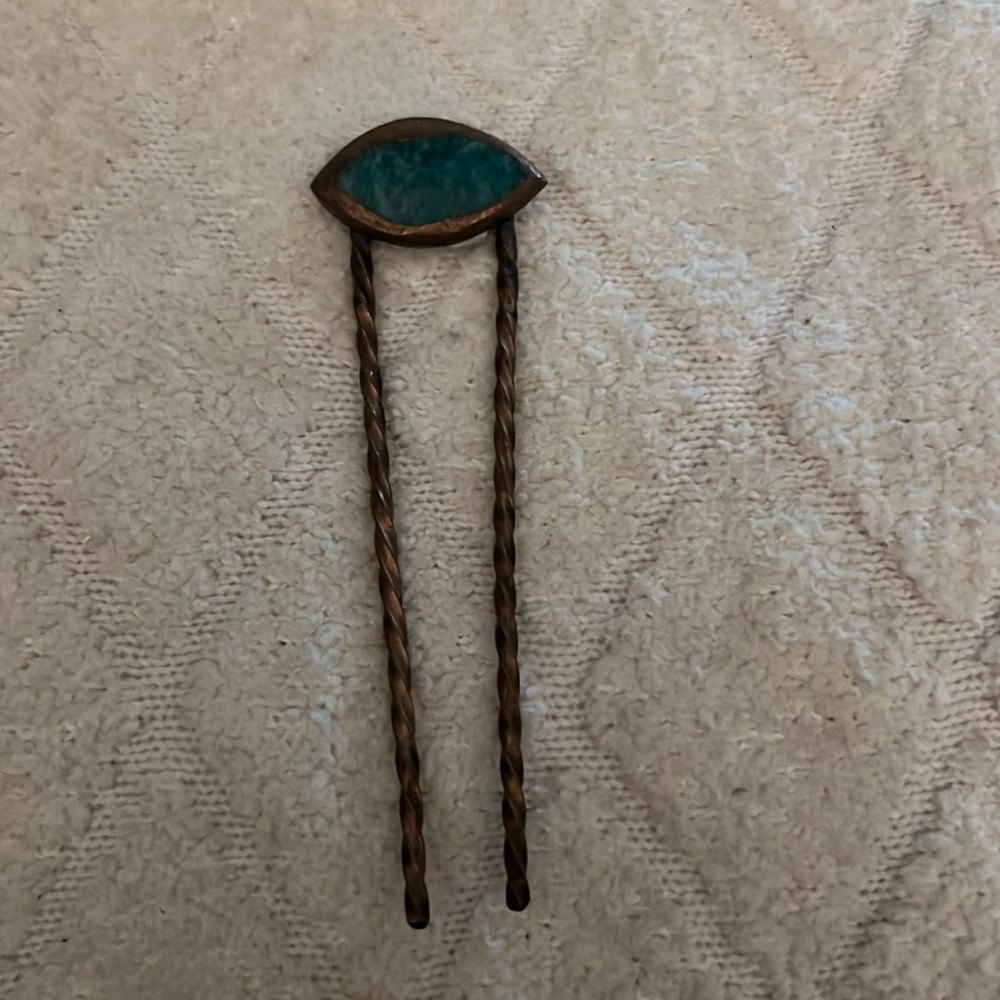 Turquoise copper hairpin never used
